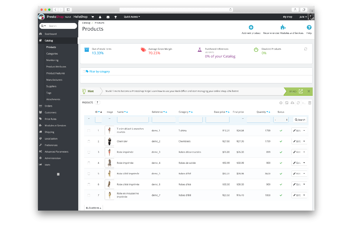 Optimisation rapide d'une boutique en ligne