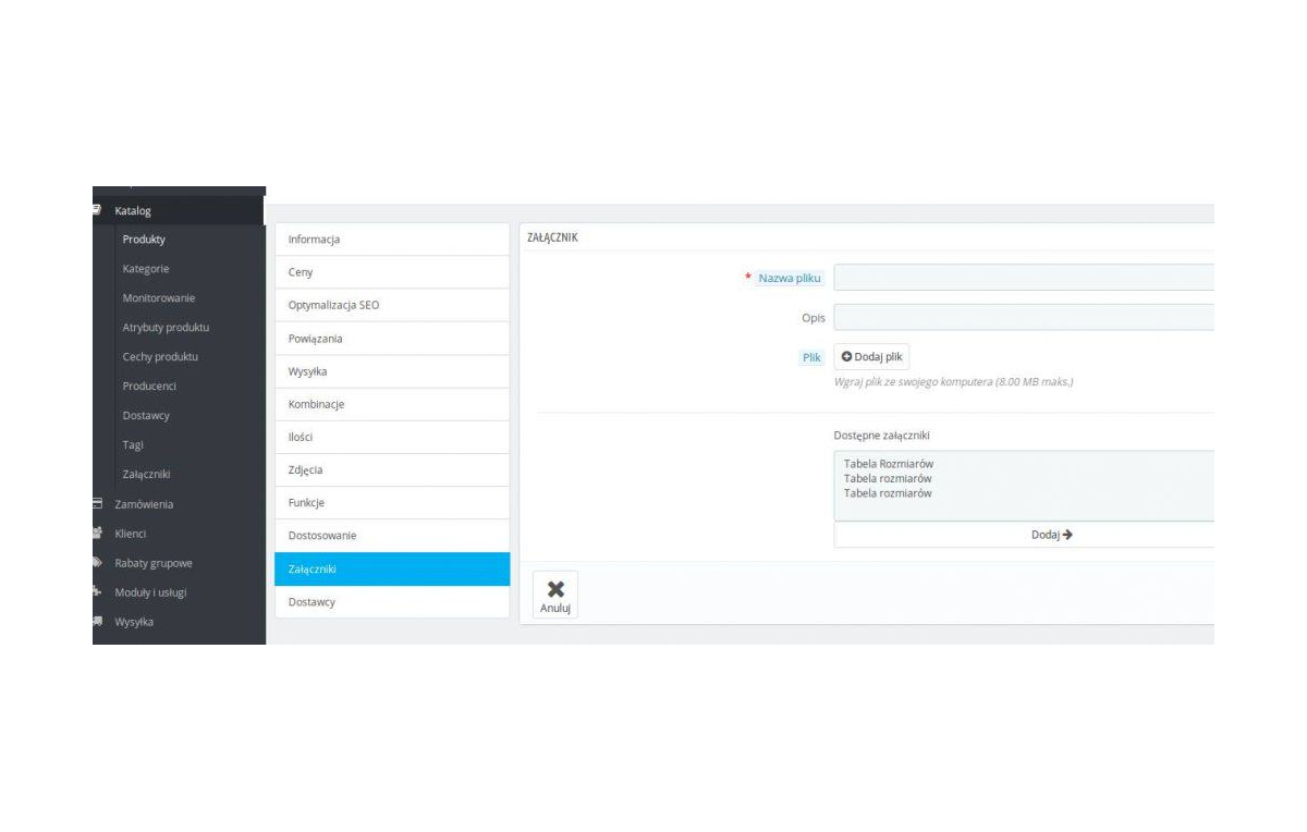 Free Size Chart Module in PrestaShop