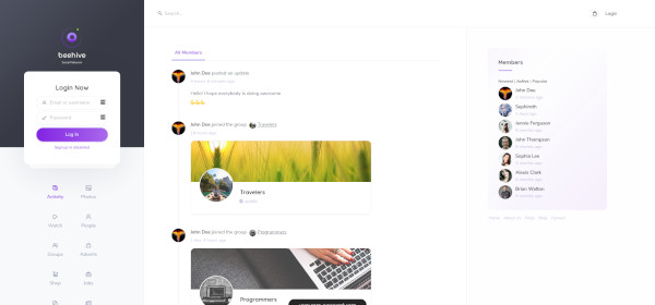 beehive - clone de Facebook